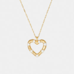 Lulu Freshwater Pearl Heart Necklace in Gold