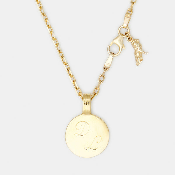 Joan Initial Medallion in Solid Gold For Him