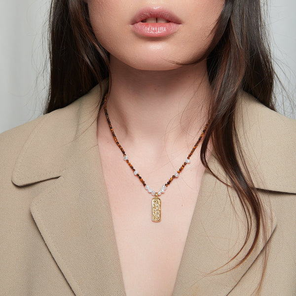 White gold tigers eye necklace on sale