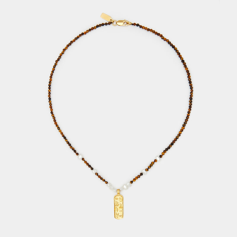 Ula Tiger eye Necklace in Solid Gold