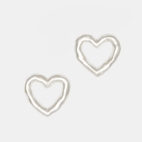 Lulu Heart Earrings in Silver