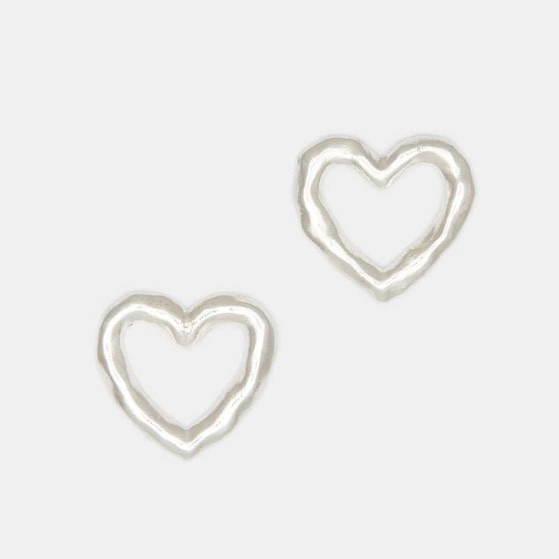 Lulu Heart Earrings in Silver
