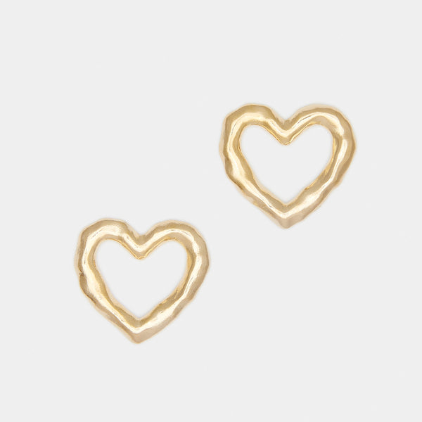 Lulu Heart Earrings in Gold in Solid Gold