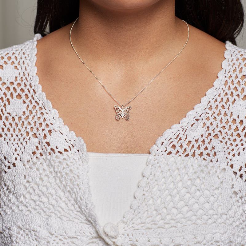 Mirabal Butterfly Necklace in Silver