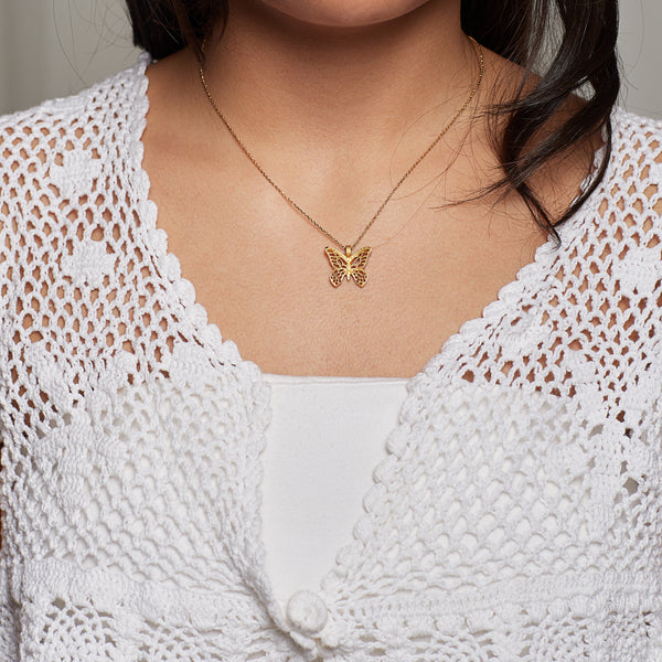 Mirabal Butterfly Necklace in Gold