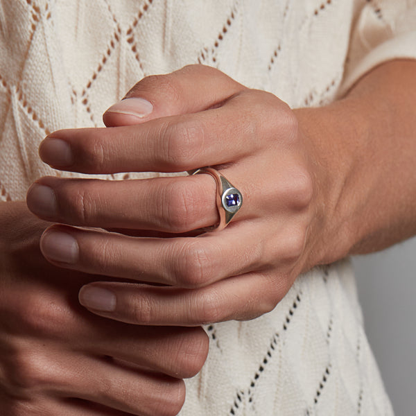 Bague Chevalière Evan avec Pierre de Naissance en Argent