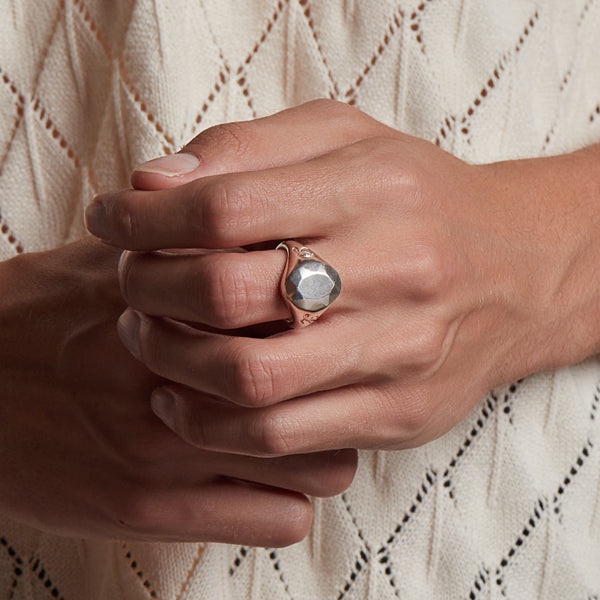 Bague Chevalière en Diamant en Argent