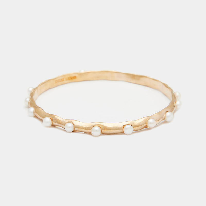 Lulu Pearl Bangle in Solid Gold