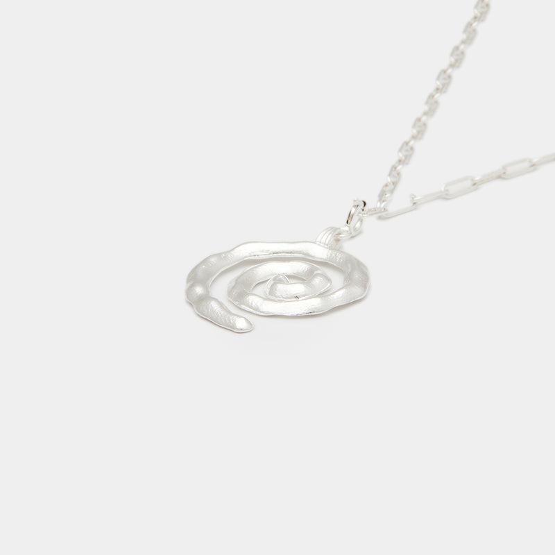 Sacred Spiral On Cairo Chain in Silver