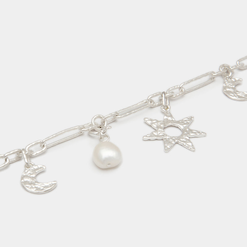 Solenn Charm Anklet in Silver