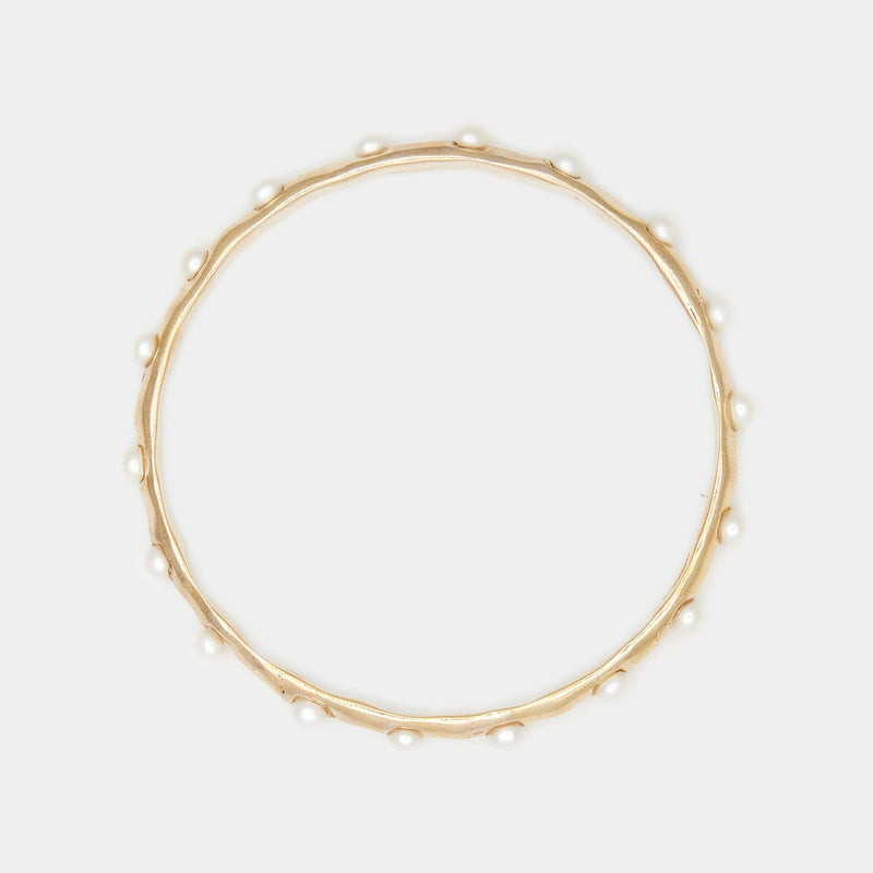 Lulu Pearl Bangle in Solid Gold