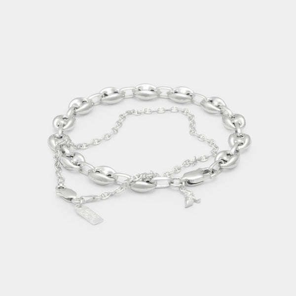 Port Link Bracelet Stack in Silver