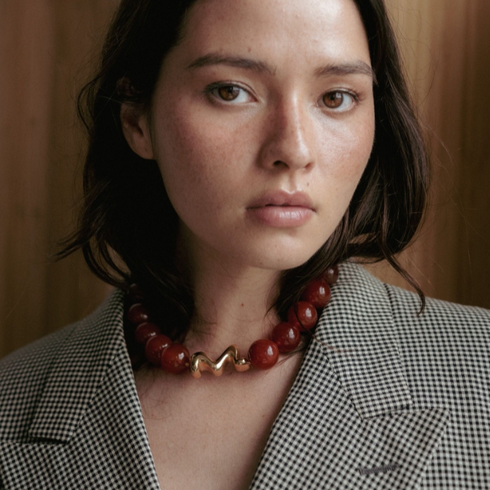 Cherry Stone Necklace & Golden Dance Clasp