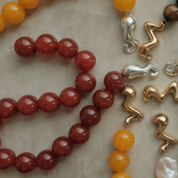 Cherry Stone Necklace & Silver Swan Clasp