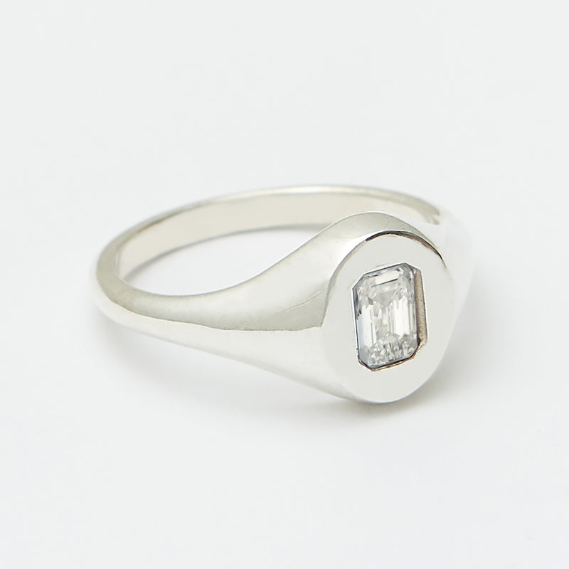 Evan Birthstone Signet Ring in Silver