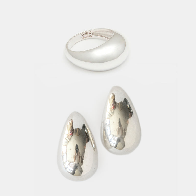 Nuage Ring and Moondrop Earring Duo in Sterling Silver