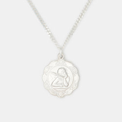 Luna Medallion Necklace in Silver for Him