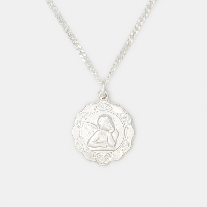Luna Medallion Necklace in Silver for Him