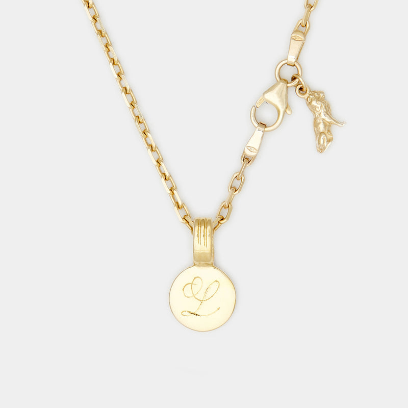 Tiny Joan Initial Medallion in Solid Gold For Him