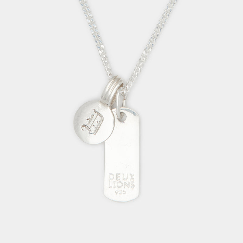 Baby Lion Tag Medallion Combo Necklace in Silver