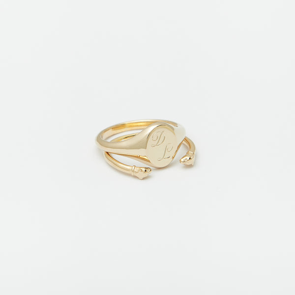 Jérôme Signet Ring Stack in Gold