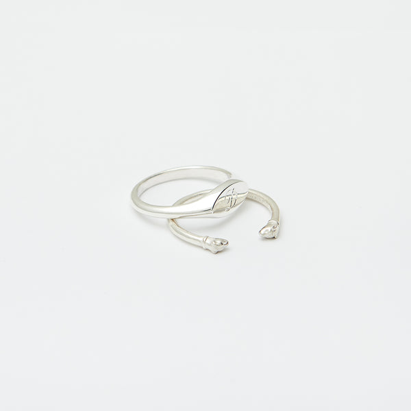 Norman Signet Ring Stack in Sterling Silver