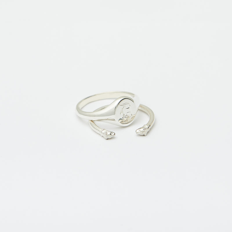 Jérôme Signet Ring Stack in Sterling Silver