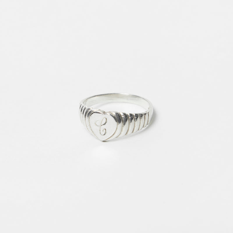 Heart Signet Ring in Sterling Silver