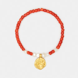 Maya Coral & Pearl Bracelet in Solid Gold