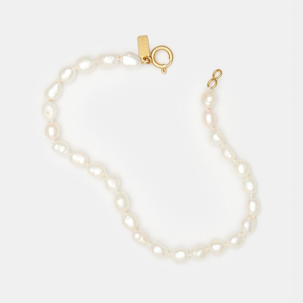 Natural Keshi Pearl Anklet in Solid Gold
