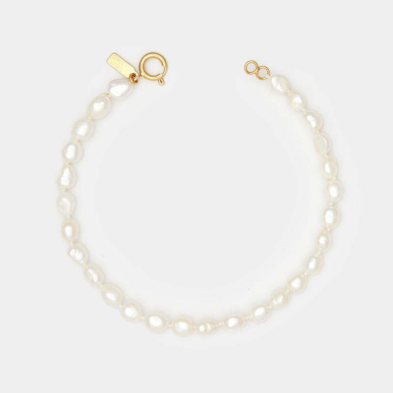 Natural Keshi Pearl Anklet in Solid Gold