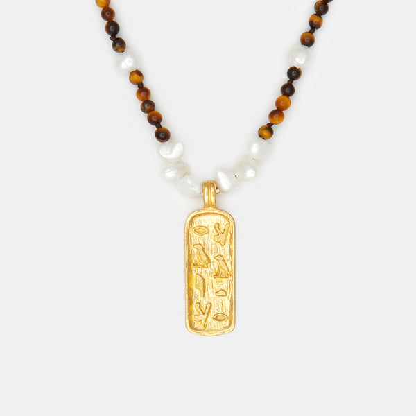 Ula Tiger eye Necklace in Solid Gold