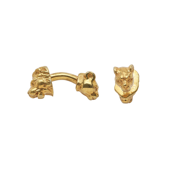Lion Head Cufflinks in 14k Gold Vermeil