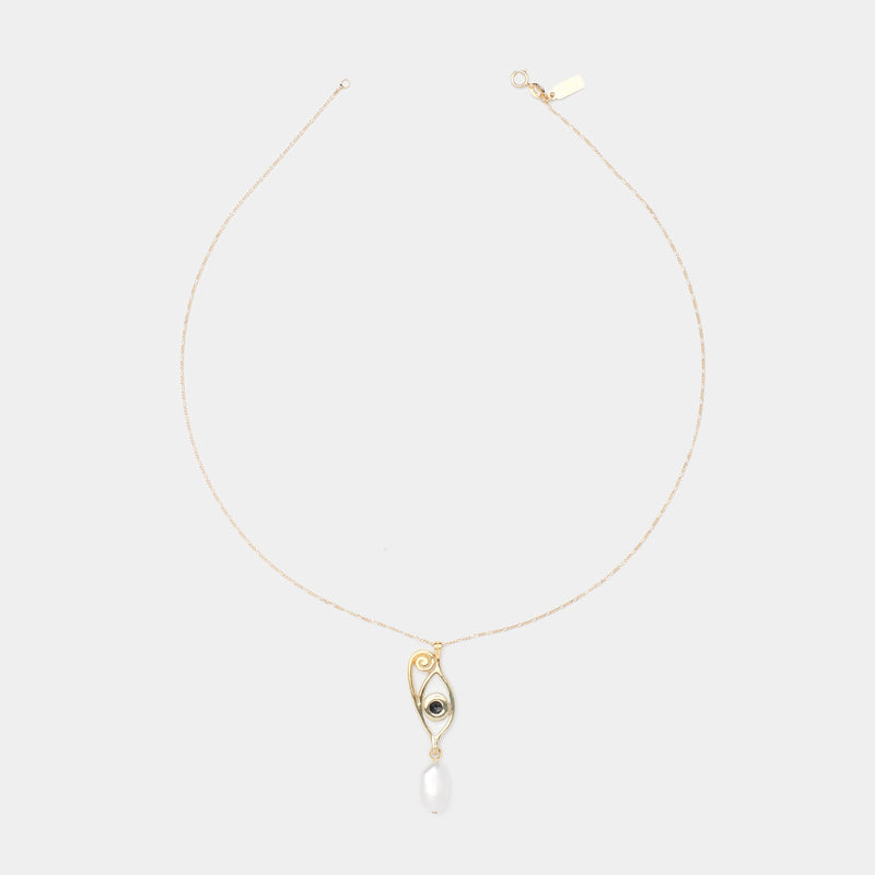 Resin Ayla Pearl Necklace in Solid Gold