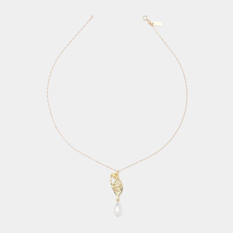 Golden Ayla Pearl Necklace in 14k Solid Gold