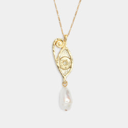 Golden Ayla Pearl Necklace in Solid Gold