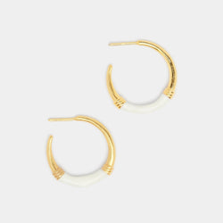 Lola White Golden Hoops in Solid Gold
