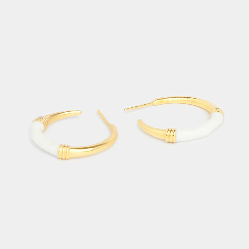 Lola White Golden Hoops in Solid Gold