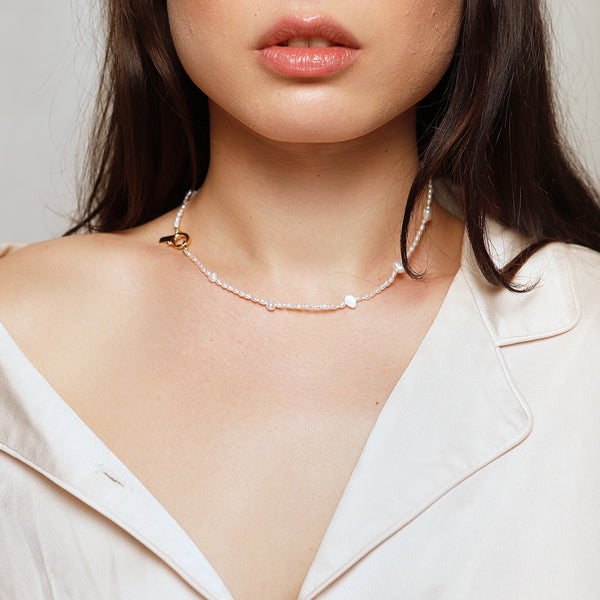 Flavia Pearl Necklace in Solid Gold