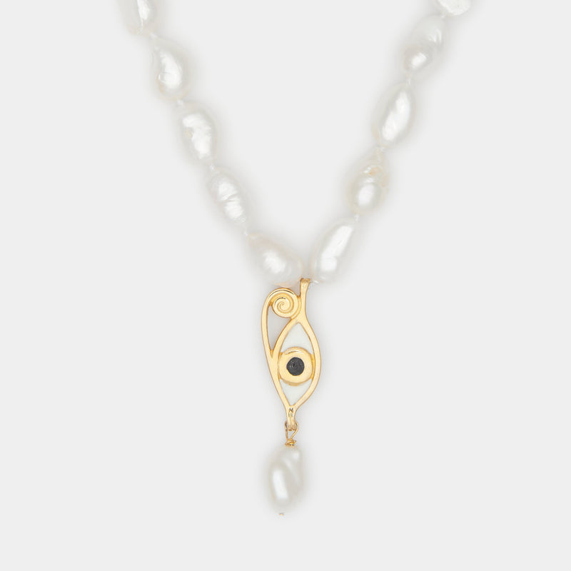 Resin Ines Baroque Pearl Necklace in 14k Solid Gold